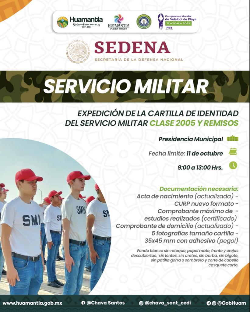 Ayuntamiento de Huamantla convoca a todos los jóvenes a tramitar su cartilla de Servicio Militar Nacional